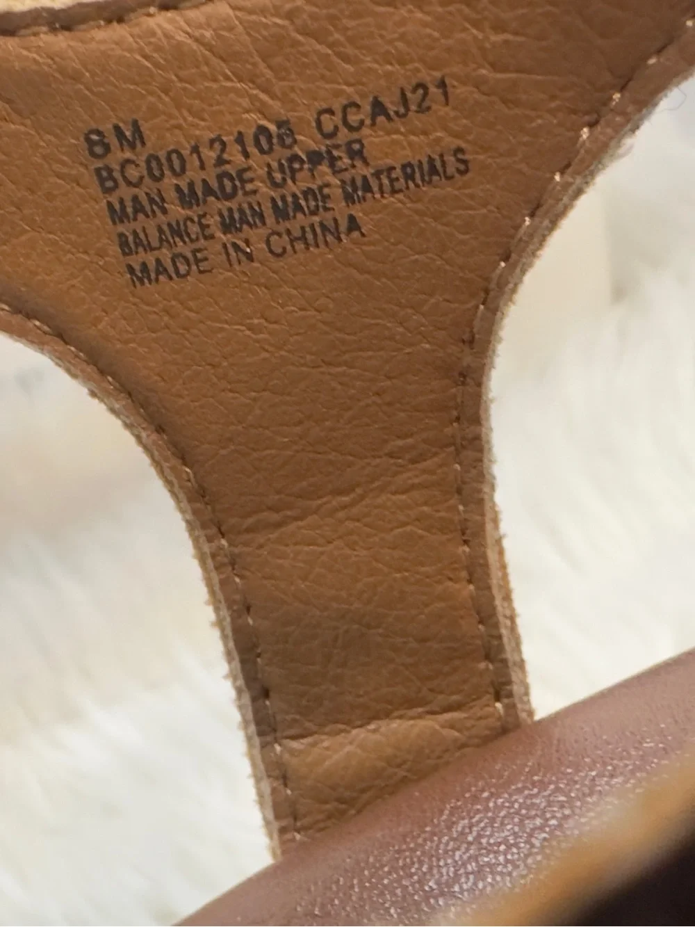 b.o.c. Brown Leather Wedge Sandals with Braided Front